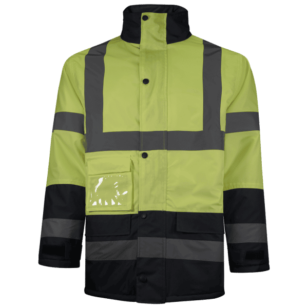 KN321YN Parka acolchada impermeable alta visibilidad amarillo marino