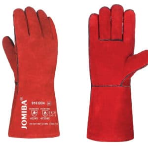 Guante soldador crupon rojo 34 cm