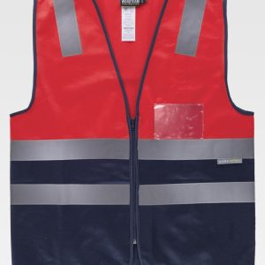 Chaleco bicolor A.V. con cierre de cremallera y cintas de alta visibilidad. EN ISO 20471