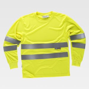 Camiseta de manga larga de alta visibilidad Punto "ojo de pájaro", 100% Poliéster 150g