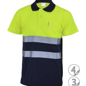 Polo manga corta alta visibilidad algodón/poliéster cierre corchetes GLASGOW