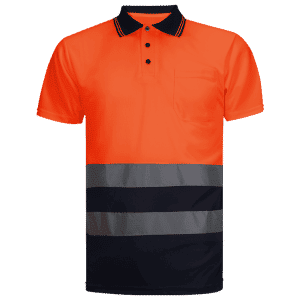 Polo manga corta 100% poliester combinado naranja/marino WR316