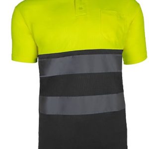 Polo manga corta 100% poliester combinado amarillo/gris SUNNY