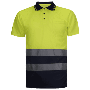 Polo manga corta 100% poliester combinado amarillo/marino WR316