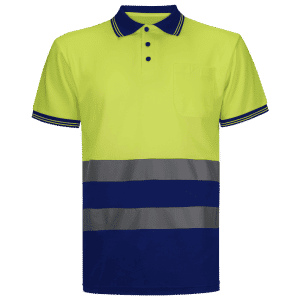Polo manga corta microporoso algodón interior alta visibilidad AMARILLO/AZULINA  CE EN - 20471