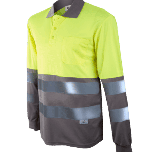 Polo manga larga alta visibilidad AMARILLO/GRIS 100% poliester mod.1095