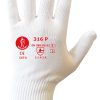 Guante 100% nylon blanco, palma con puntos de PVC azules. Puño elástico
