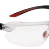 Gafa Patillas IRIPSI bi-material PC+TPR, Patillas inclinables negro/rojo, Puente nasal B-Flex – PC incoloro - anti-rayaduras y antivaho PLATINUM - cordón gratuito