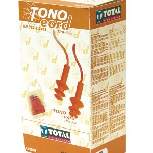 Tapón auditivo con estrias y cordoncillo SNR 25 db.
